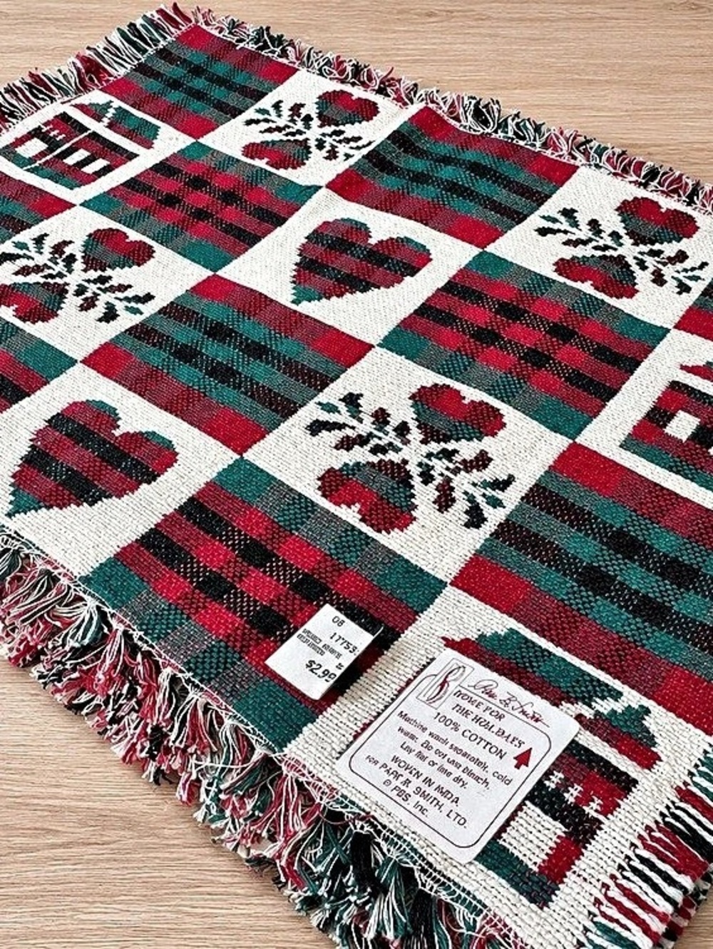 Vintage Park B Smith Christmas Placemats Set of 6 Reversible Woven Cotton